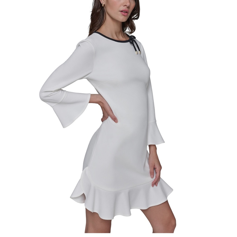 Park Lagerfeld Elegant White Flared Sleeve Dress - Picture 3 of 3